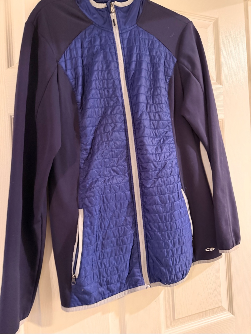 Champion Women's Blue Quilted Front Full-Zip Puffer Jacket